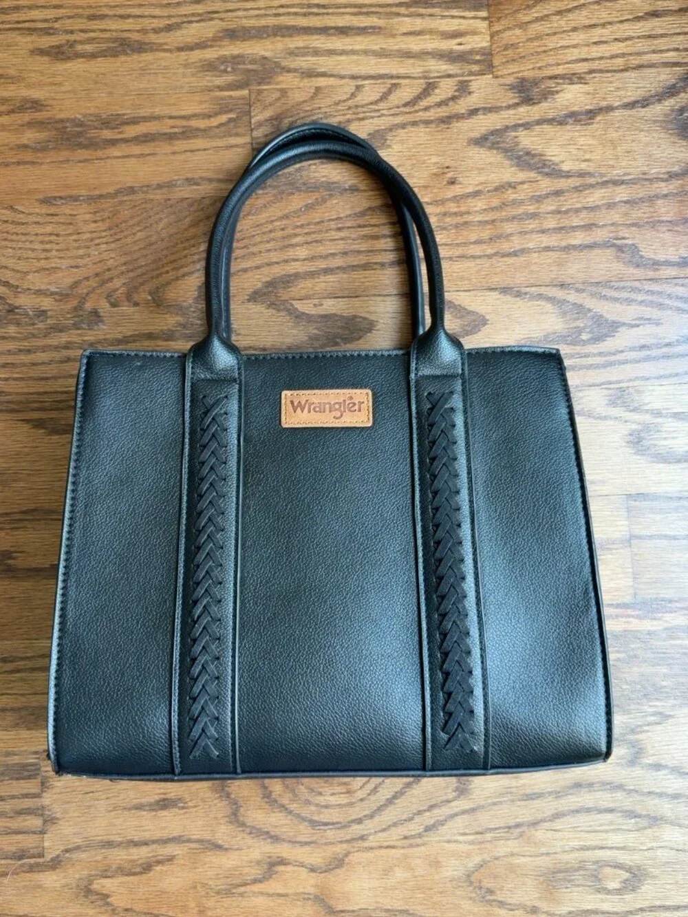 Wrangler Black Western Braided Satchel Tote Handbag